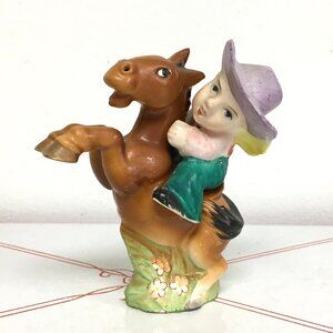 Vintage Ucagco "Bucking Bronco & Cowboy" Salt and Pepper Shaker Set